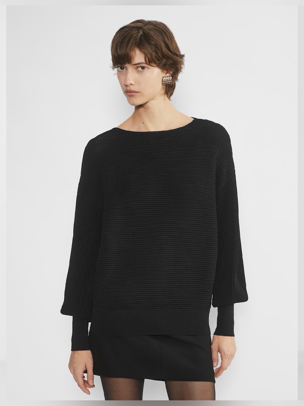 Aritzia Babaton Orion Boatneck Black Ribbed Sweater (fits big)